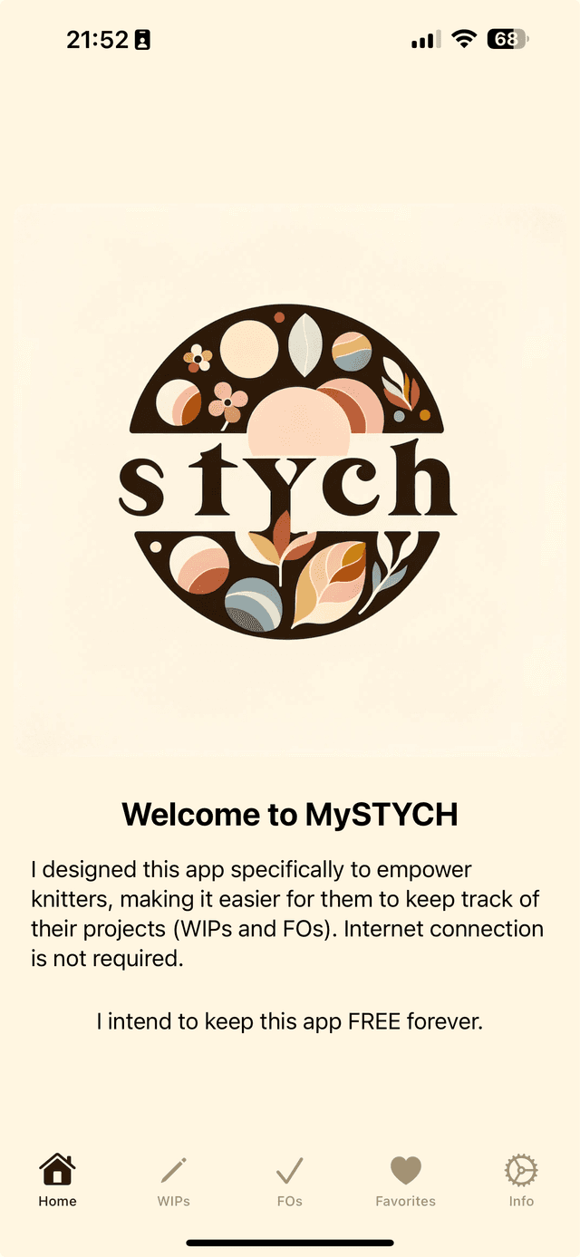 Mystych App screenshot showing project list